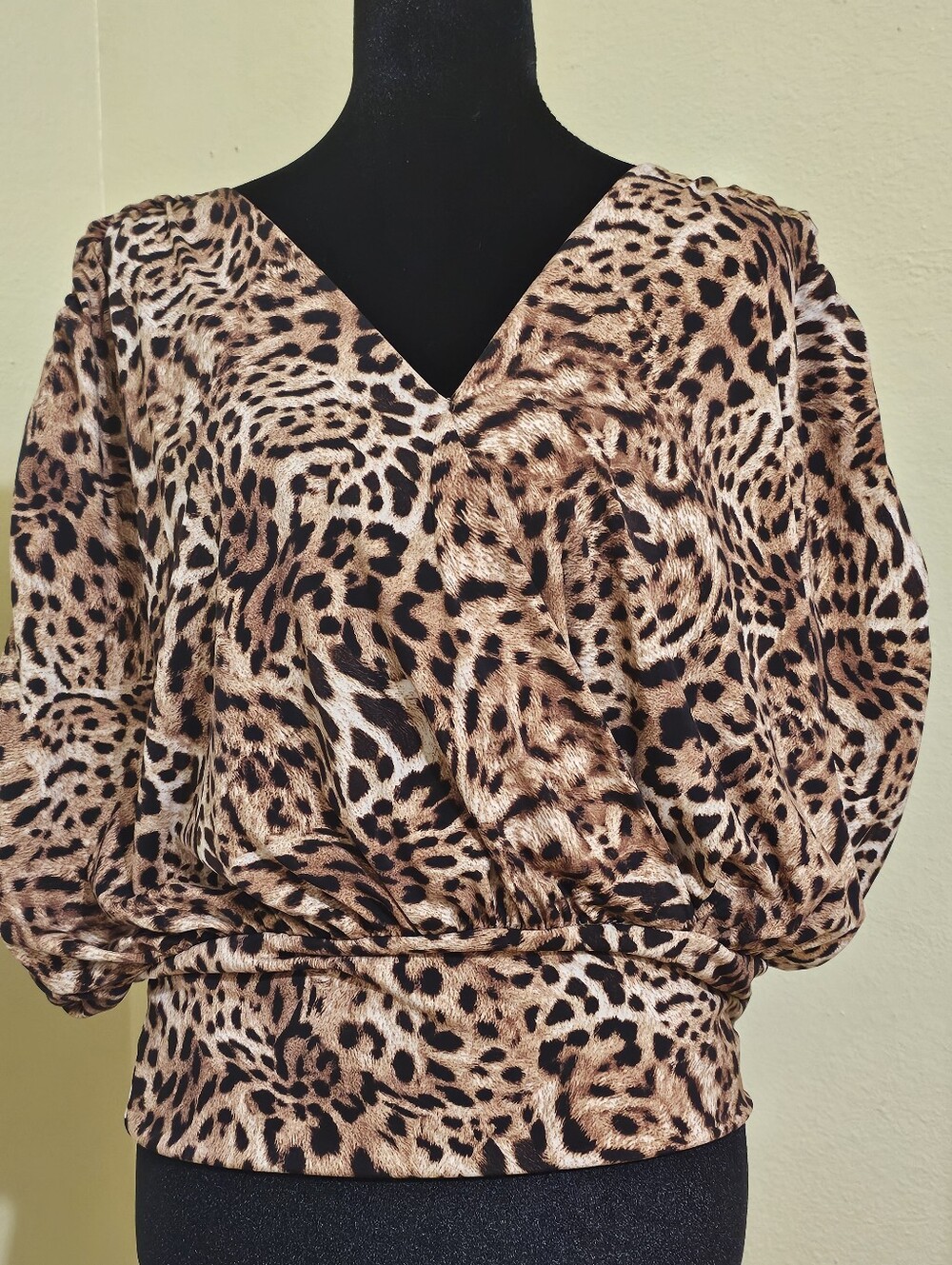 Leopard Print V-Neck Women’s Dress - Brown